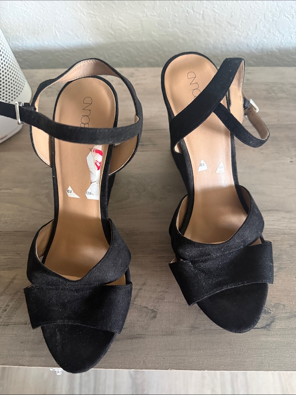 Abound Black Suede Crisscross Block Heel Sandals